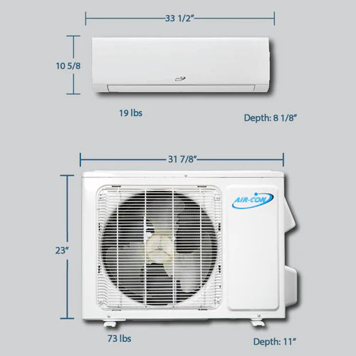 Air-Con Blue Hyper 12000 BTU 24 SEER Hyper Heat Mini Split Air Conditioner 15ft Lineset & Wiring