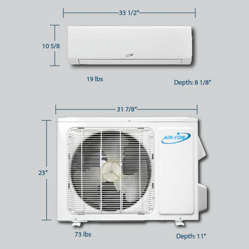 Air-Con Blue Hyper 9000 BTU 26 SEER Hyper Heat Mini Split Air Conditioner 15ft Lineset & Wiring