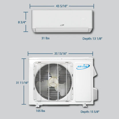 Air-Con Blue Series 4 24000 BTU 20 SEER Mini Split Air Conditioner 15ft Lineset & Wiring