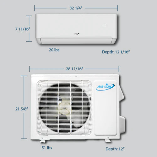 Air-Con Blue Series 4 9000 BTU 23.5 SEER2 Mini Split Air Conditioner 15ft Lineset & Wiring