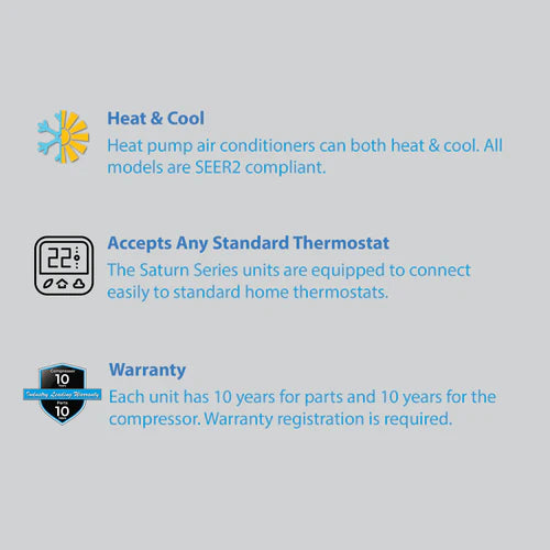 1.5 - 3 Ton 14.3 SEER2 Air-Con Saturn Series Front Return Heat Pump Air Conditioner System