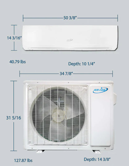 Air-Con Eclipse Series 36000 BTU 16.4 SEER Ductless Mini Split Air Conditioner 15ft Lineset & Wiring