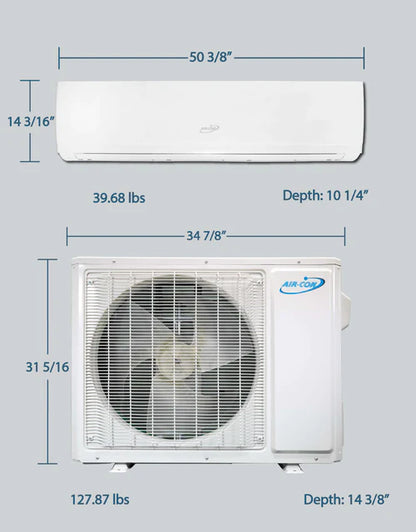 Air-Con Eclipse Series 30000 BTU 18.9 SEER Ductless Mini Split Air Conditioner 15ft Lineset & Wiring