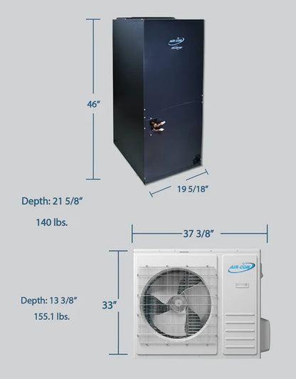 Air-Con SD Premium - 36000 BTU - 18 SEER - 3 Ton Pre-Charged Heat Pump Inverter - Ducted Central Air Conditioner