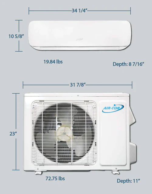 Air-Con Blizzard 9000 BTU 28 SEER Mini Split Air Conditioner 15ft Lineset & Wiring