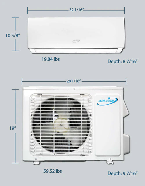 Air-Con Serene Series 12000 BTU 16 SEER Mini Split Air Conditioner 15ft Lineset & Wiring