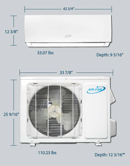 Air-Con Serene Series 24000 BTU 18 SEER Mini Split Air Conditioner 15ft Lineset & Wiring